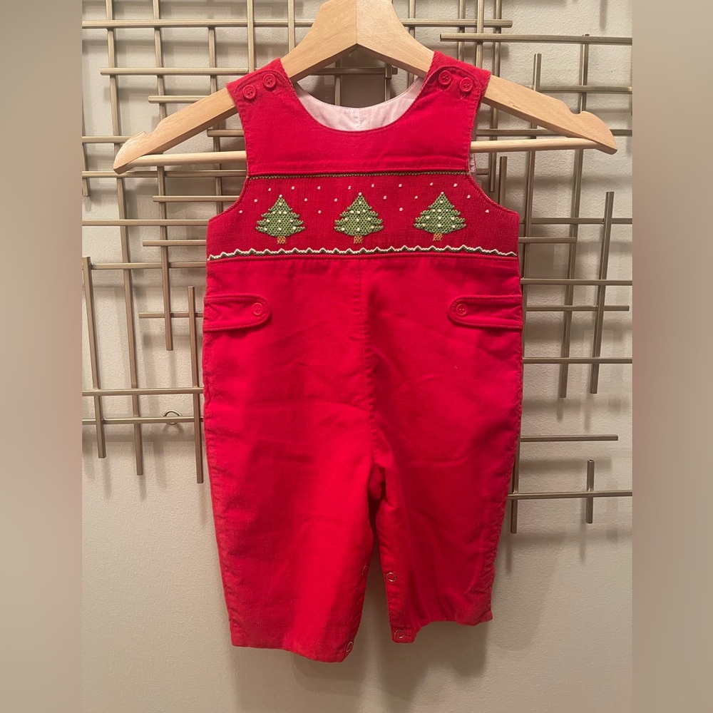 Red Christmas Tree Embroidered Kids Romper